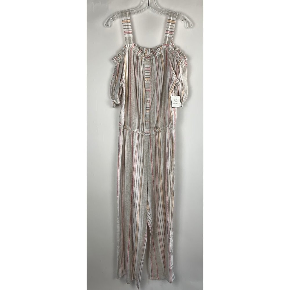 Rafaella Wide Leg Cropped Jumpsuit Striped XL NWT
